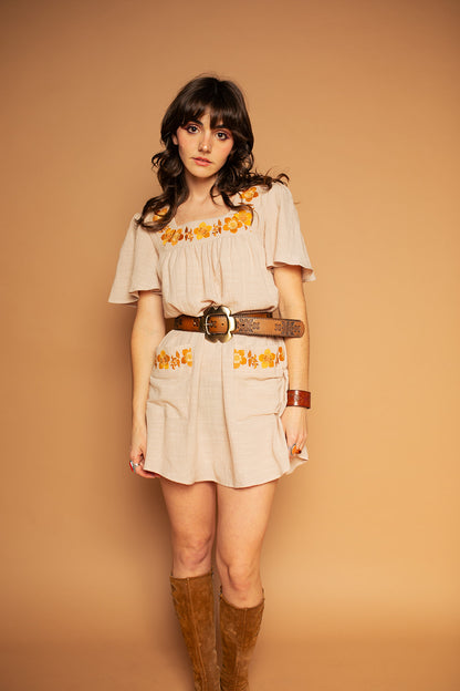 Carmen - Floral Embroidery Tunic Dress