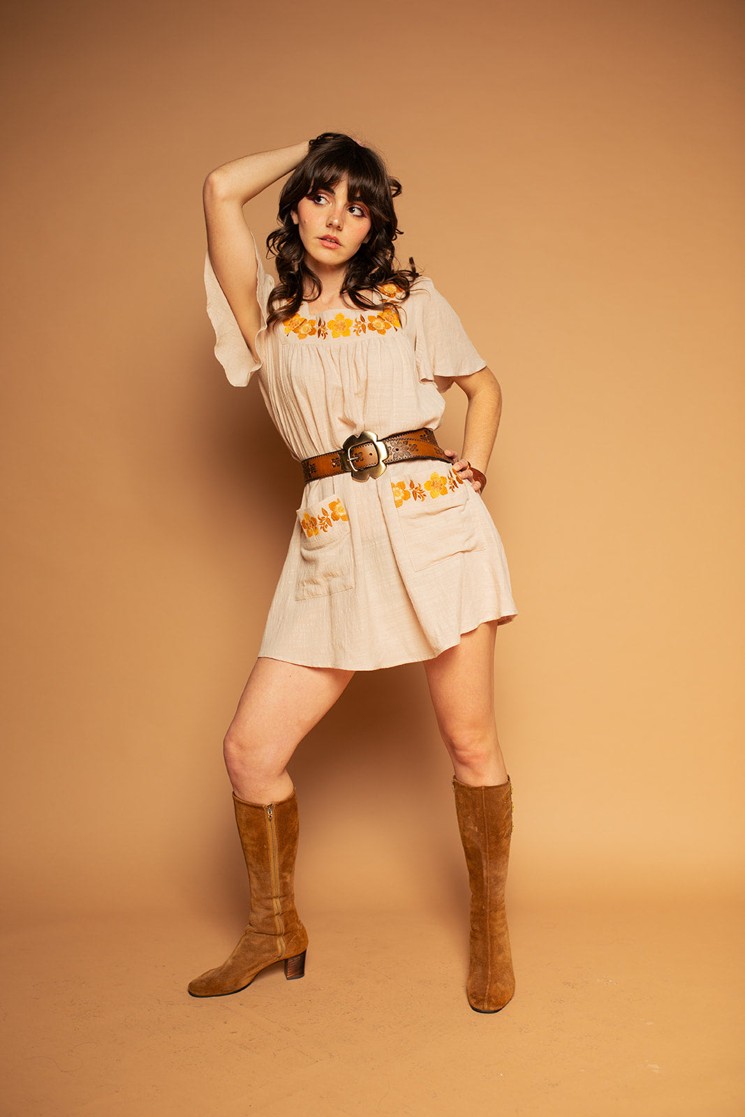 Carmen - Floral Embroidery Tunic Dress