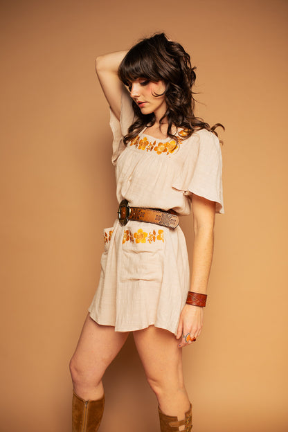 Carmen - Floral Embroidery Tunic Dress