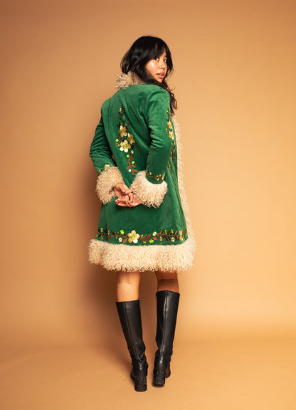 Clover - Embroidered Penny Lane Fur Trim Coat