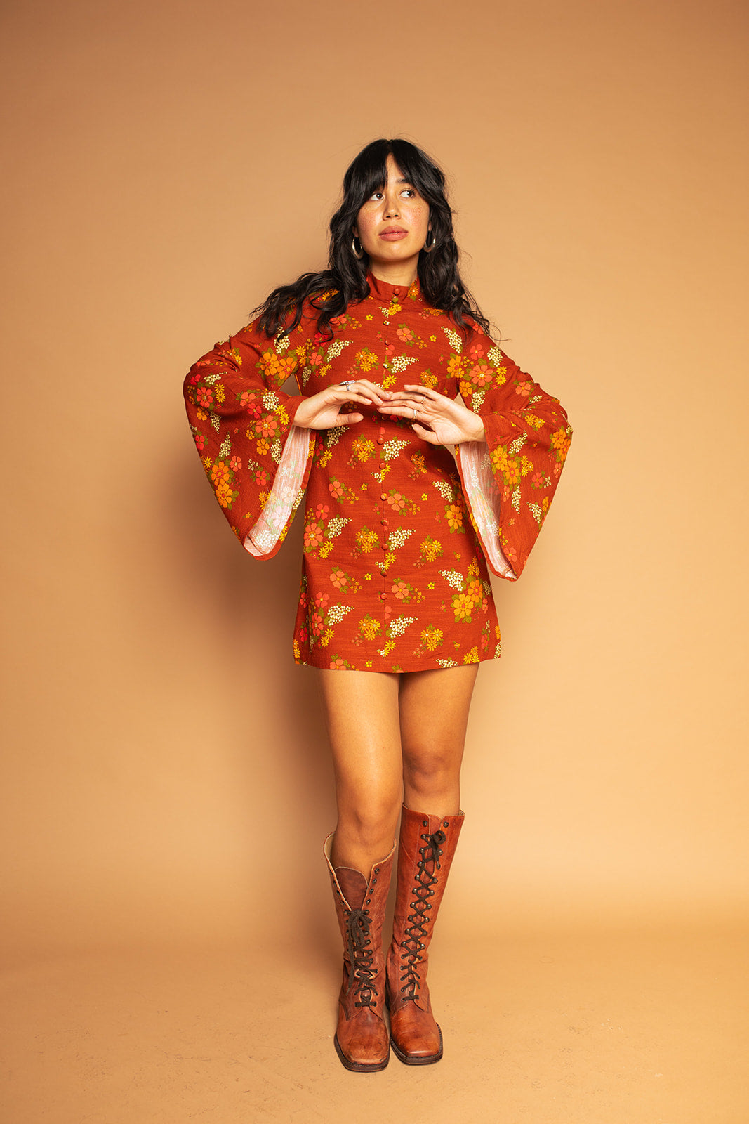 Crimson - Flared Sleeve Dress