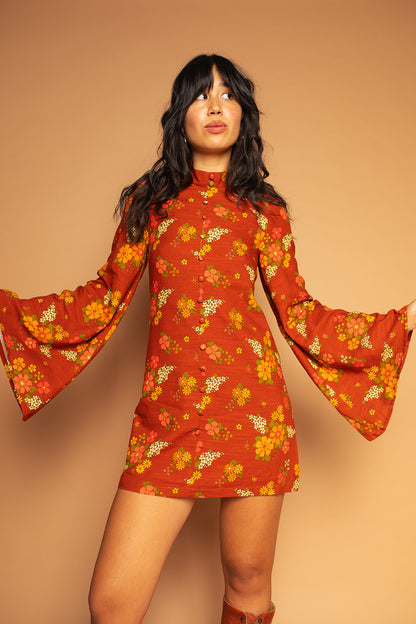 Crimson - Flared Sleeve Dress