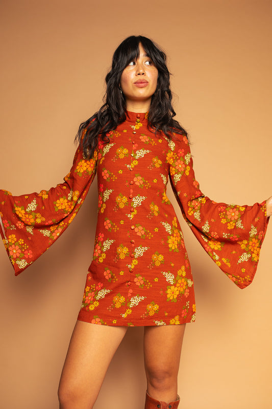 Crimson - Flared Sleeve Dress