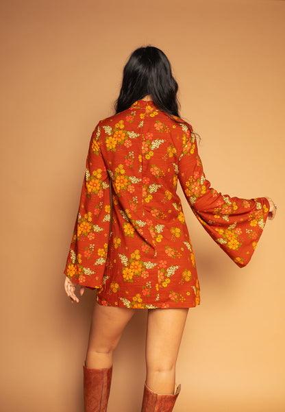 Crimson - Flared Sleeve Dress