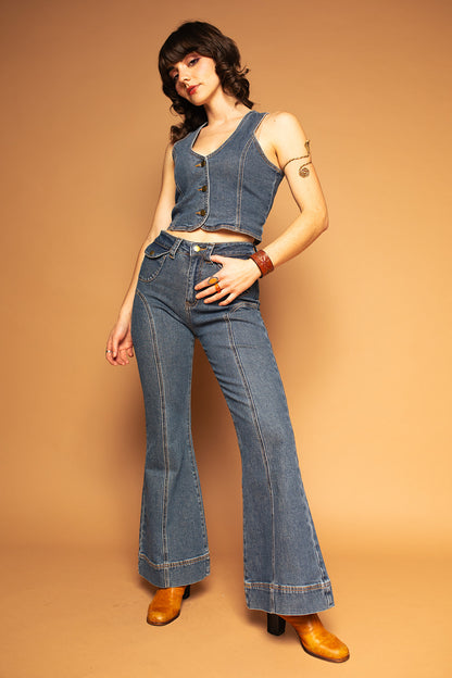 Electric Blues - Patch Pocket Flare Jeans