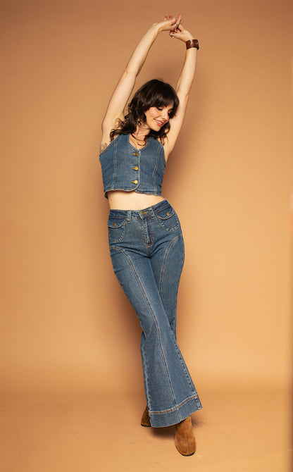 Electric Blues - Patch Pocket Flare Jeans