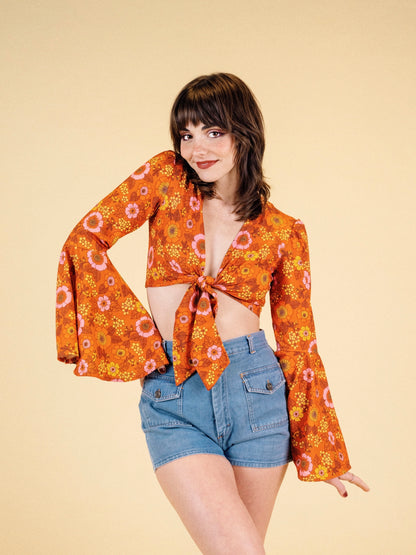 Stevie - Bell Sleeve Top - Canyon Bloom Rust