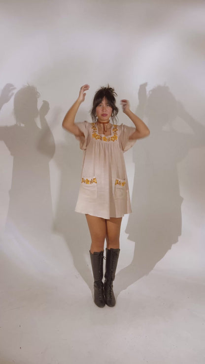 Carmen - Floral Embroidery Tunic Dress