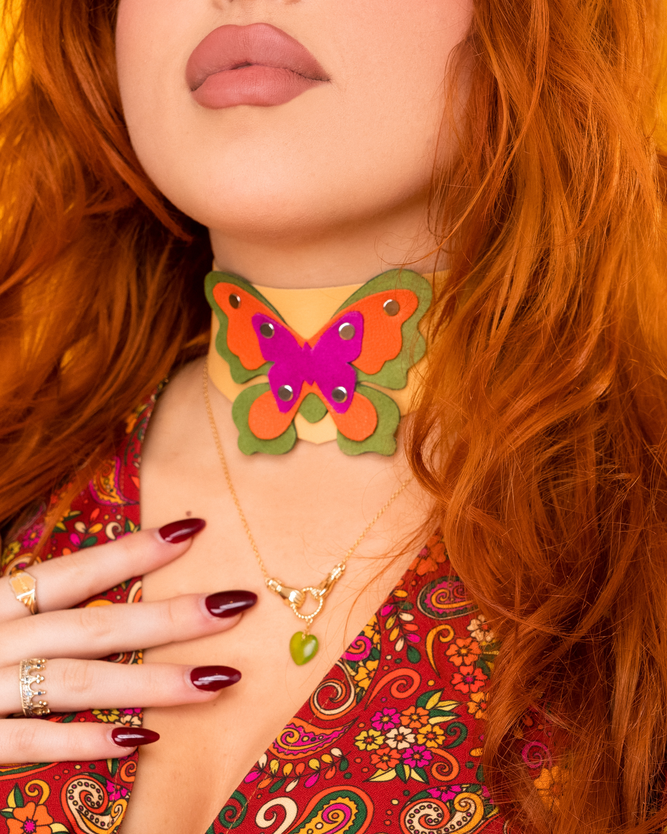 Psychedelic Butterfly - Reclaimed Suede Choker